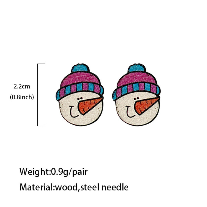 Wholesale Earring Wooden Christmas Tree Snowman MOQ≥2 JDC-ES-Qunyi021