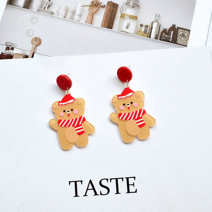 Wholesale Earrings Acrylic Christmas Bear House JDC-ES-Xienuo030
