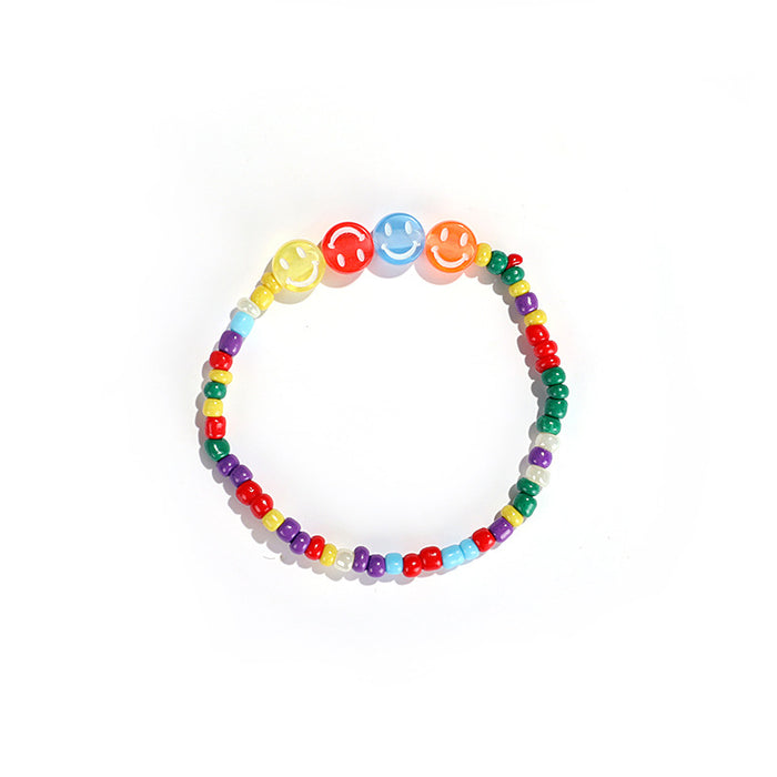 Wholesale Cartoon Smiley Beaded Bracelet Cute Colored Rice Beads JDC-BT-ZengZ012