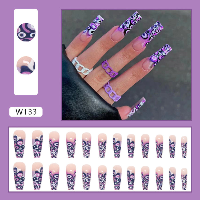 Wholesale ABS Plastic Nail Patch Purple Grape Circle 24pcs/box  MOQ≥3  JDC-NS-QiH010