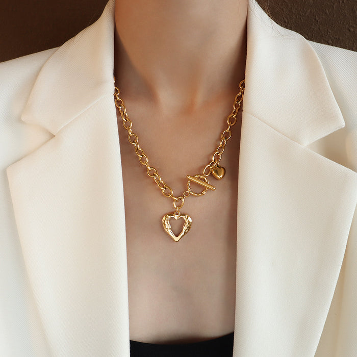 Wholesale Necklace Heart Shape Eco-Friendly Titanium Steel 18k Gold JDC-NE-Omaika003