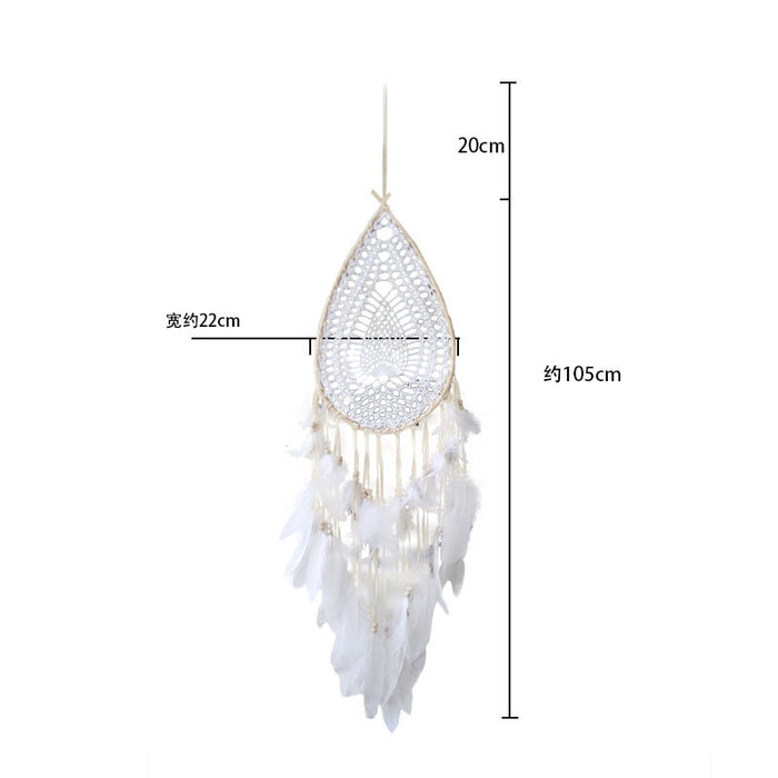 Wholesale Dream Catcher Feather White Vintage Wind Chime Pendant MOQ≥2 JDC-DC-FuYun004