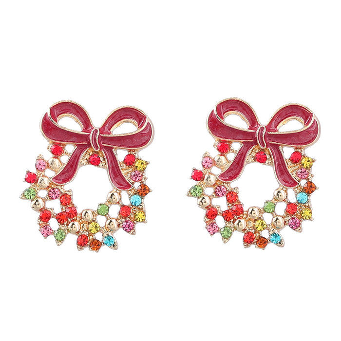 Wholesale Earrings Alloy Diamond Bow Wreath Earrings JDC-ES-JL1047