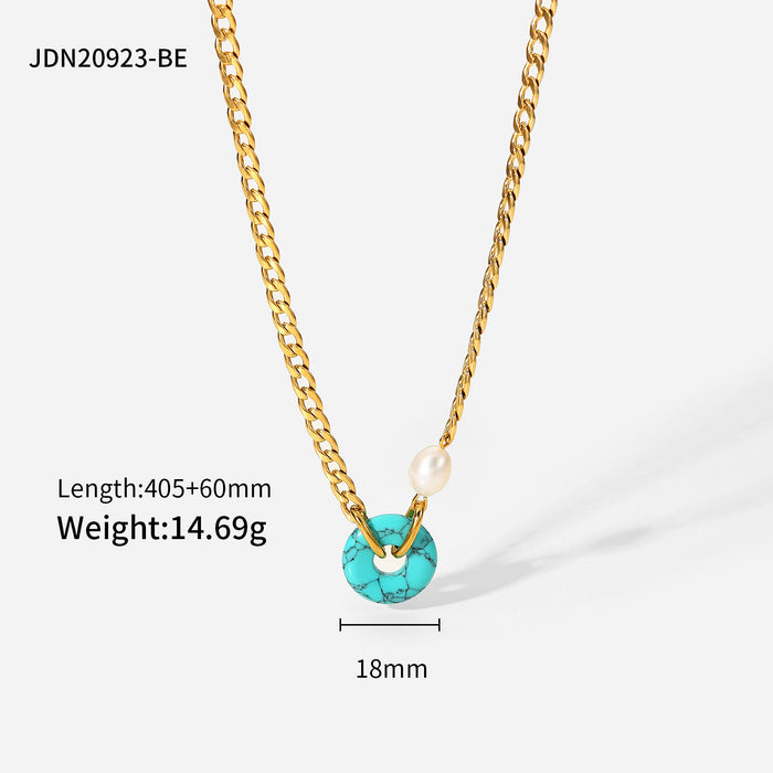 Jewelry WholesaleWholesale Personality Wind Natural Stone Ring Stainless Steel Pendant Necklace JDC-NE-JD389 necklaces 杰鼎 %variant_option1% %variant_option2% %variant_option3%  Factory Price JoyasDeChina Joyas De China
