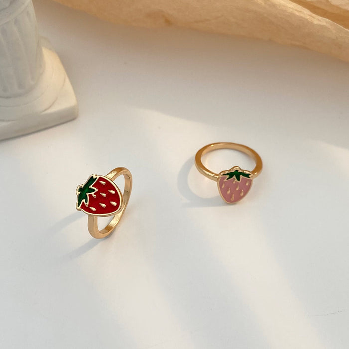 Wholesale Ring Alloy Small Mushroom Strawberry Open Ring JDC-RS-KAN004