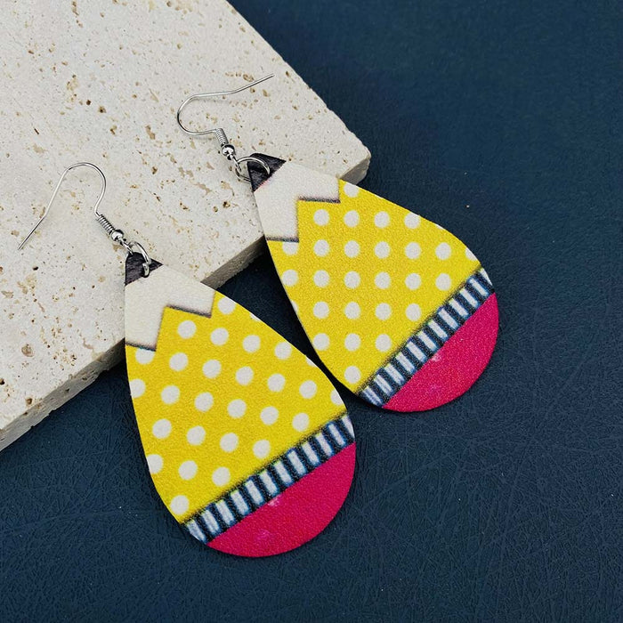 Wholesale Earrings Leather Pencil Double Sided Printing MOQ≥2 JDC-ES-PuCi003