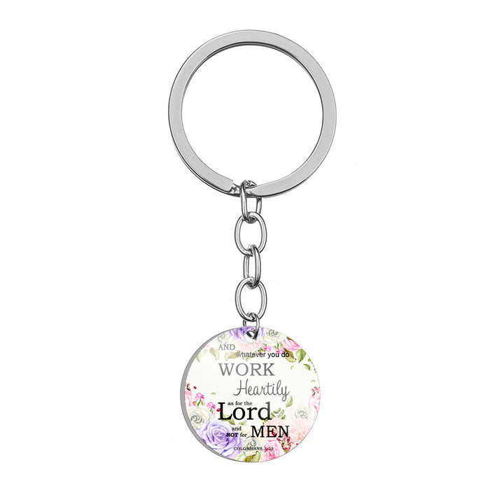 Wholesale Religious Faith Inspirational Bible Stainless Steel Keychain MOQ≥2 JDC-KC-HuanYu009