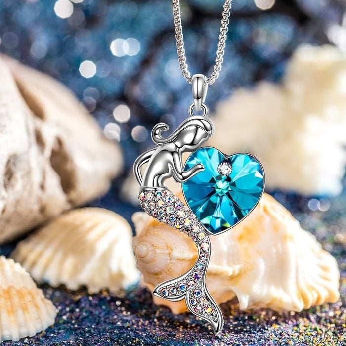 Wholesale Necklaces Alloy Artificial Crystal Mermaid Heart MOQ≥2 JDC-NE-ChengX001