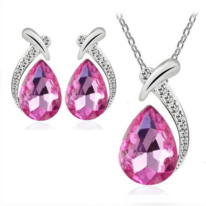 Wholesale Diamond Clavicle Austrian Crystal Necklace set JDC-NE-XunO042