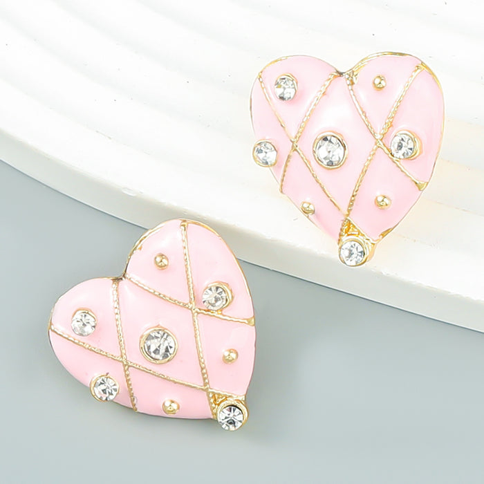 Wholesale alloy love dripping oil diamond earrings girl exquisite MOQ≥2 JDC-ES-jiul009