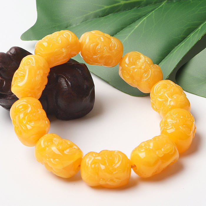 Wholesale Bracelet Resin Beeswax Baltic Buddha Head Chicken Oil Yellow Old Beeswax MOQ≥2 JDC-BT-YouGe003