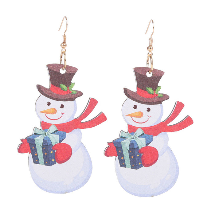 Wholesale Earrings Wooden Christmas Snowman Bells Elk JDC-ES-ChTeng017