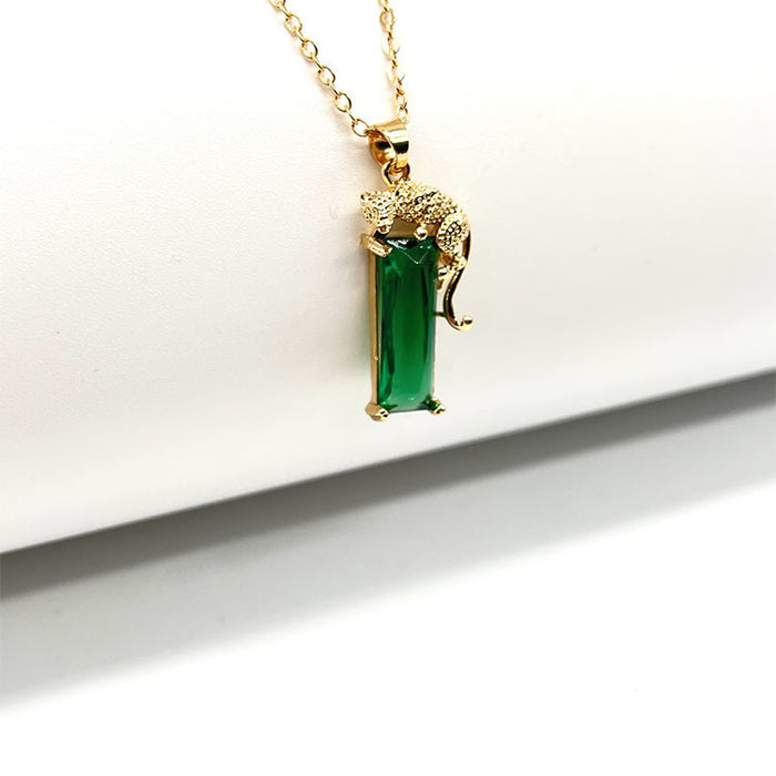 Wholesale Necklace Alloy Leopard Set with Emerald MOQ≥2 JDC-NE-LongR010