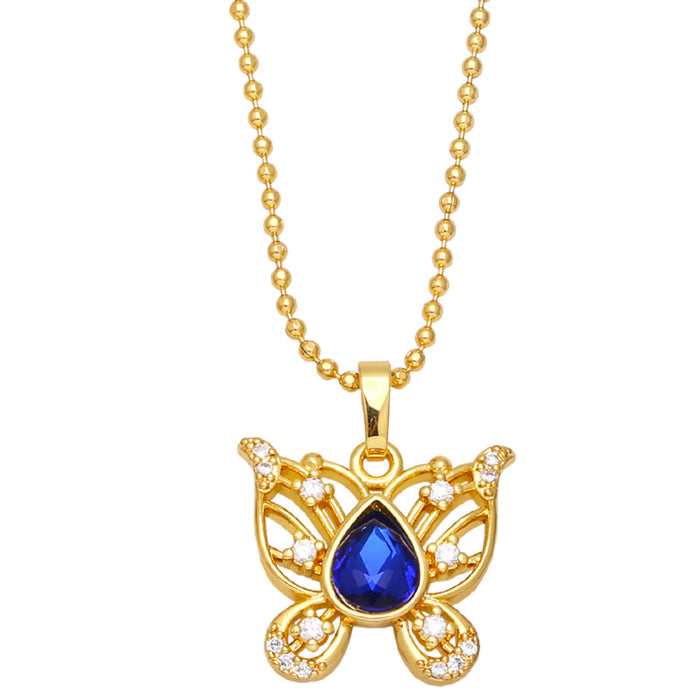 Wholesale Clavicle Chain Charm Collar Hollow Diamond Butterfly Pendant JDC-NE-AS588
