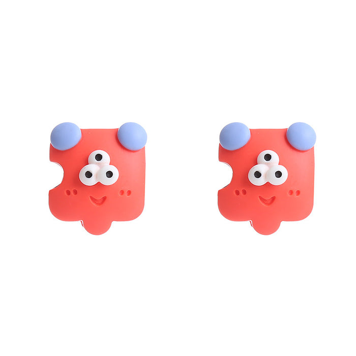 Wholesale Earrings Resin Cute Little Monster Puzzle JDC-ES-ChTeng010