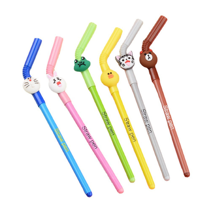 Wholesale Cartoon Drinking Straw Shaped Plastic Ballpoint Pen MOQ≥2 JDC-BP-XHZ010