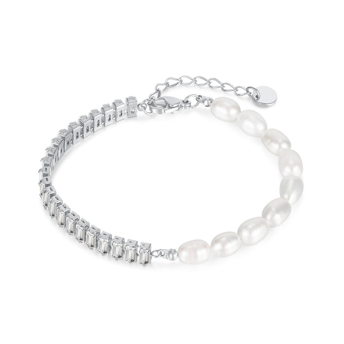 Wholesale Bracelets Stainless Steel Zircon Pearls MOQ≥2 JDC-BT-PERMGEJ001
