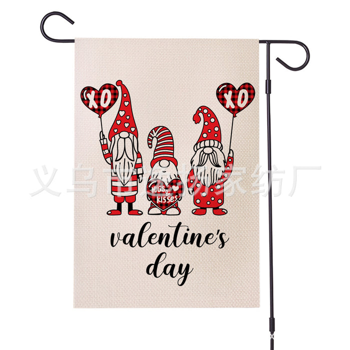 Wholesale Decorative Linen Valentine's Day Garden Banner JDC-DCN-Yiyang004