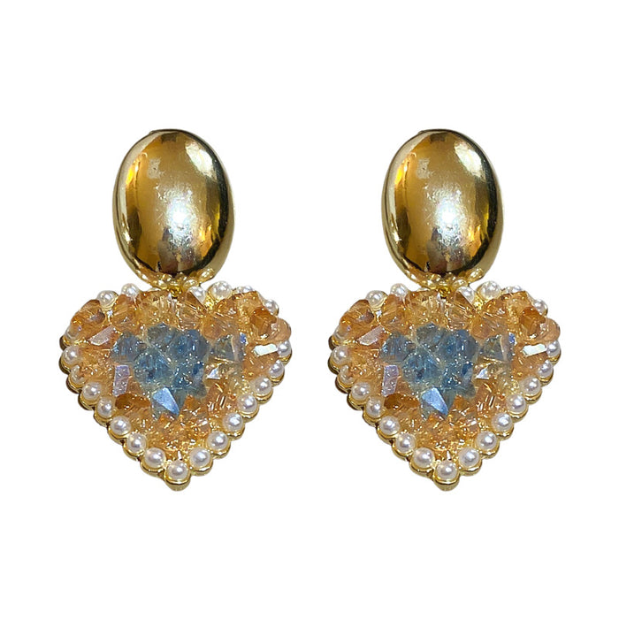 Wholesale Silver Needle Pearl Crystal Love Flower Earrings JDC-ES-BY309