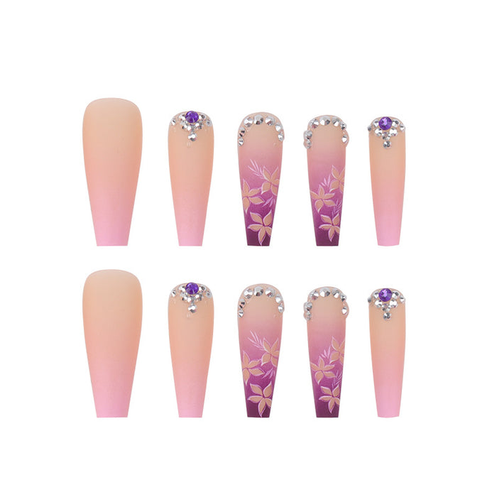 Gradiente al por mayor Flower Purple Diamond Nail Art Patches JDC-NS-SHAO001