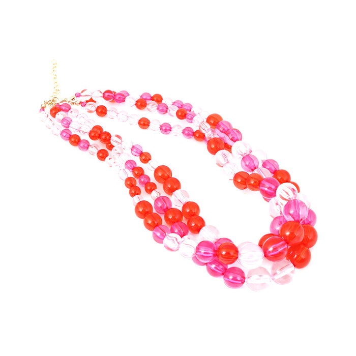 Wholesale Hand Beaded Multi-Layered Spherical Resin Clavicle Chain JDC-NE-MY009