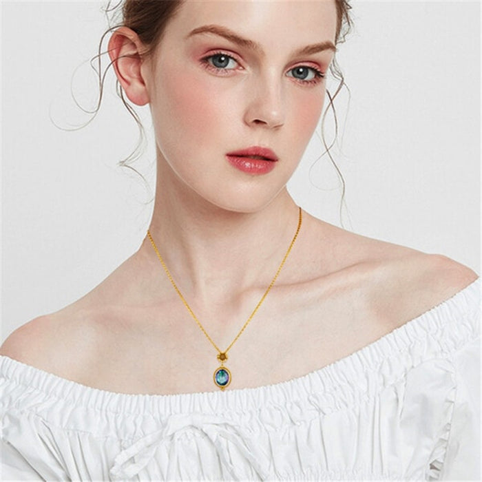 Wholesale Necklace Copper Colorful Oval Clavicle Chain MOQ≥2 JDC-NE-Ery004