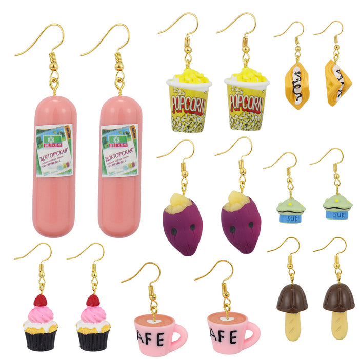 Wholesale Earrings Plastic Candy Sausage Sweet Potatoes MOQ≥2 JDC-ES-niqing003