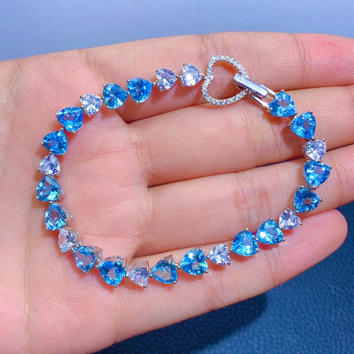 Wholesale copper bracelet light luxury aquamarine high carbon diamond JDC-BT-ZhenR004