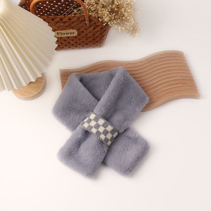 Wholesale Scarf Faux Rabbit Fur Solid Color Warm Winter JDC-SF-Xins002