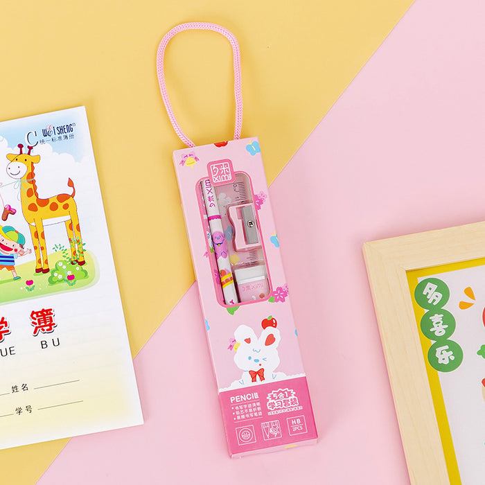 Wholesale Pencil Plastic School Gift Portable Stationery Set MOQ≥2 JDC-PC-XuF002