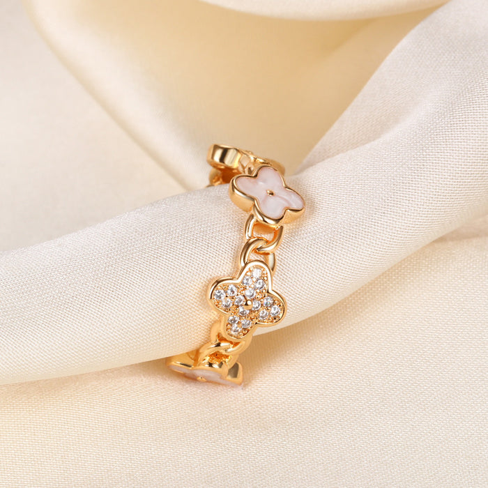 Wholesale Rings Copper White Fritillaria Flower JDC-RS-BLX096
