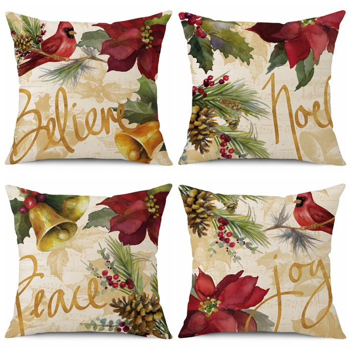 Wholesale Cardinal Linen Pillowcase Pine Cone Bells MOQ≥2 JDC-PW-YLong001