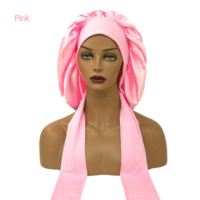 Wholesale wide brim long tail extra large shower cap streamer round cap JDC-FH-MuSi003