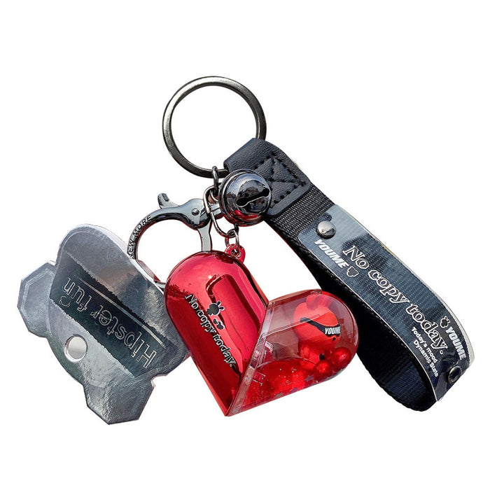 Wholesale Keychains For Backpacks Lightning Bear Rabbit Rotating Capsule Turns Love into Oil Floating Keychain MOQ≥2 JDC-KC-QFX002