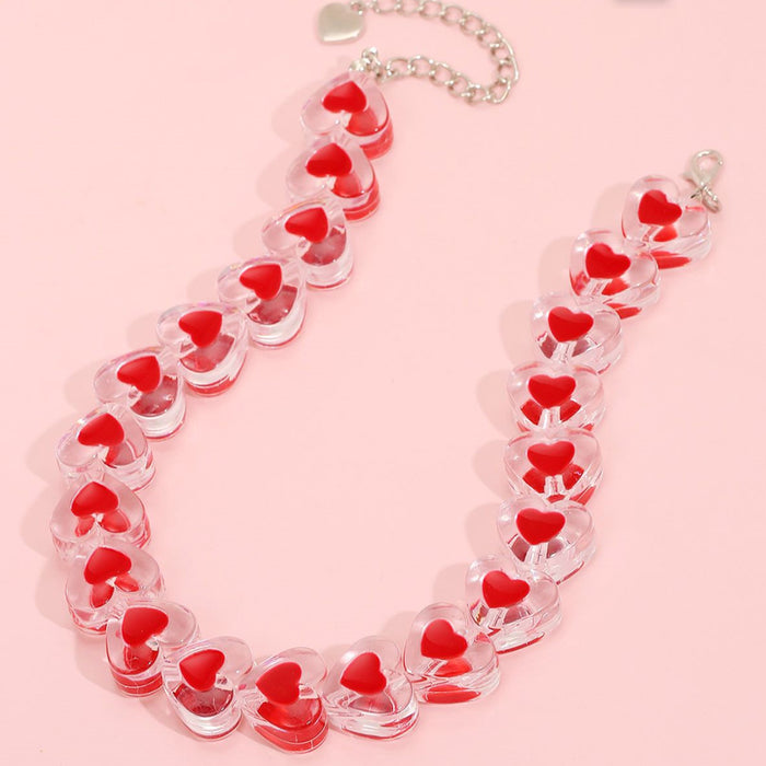 Jewelry WholesaleWholesale drop oil colorful heart-shaped beads clavicle chain acrylic Necklace JDC-NE-YeB007 Necklaces 烨贝 %variant_option1% %variant_option2% %variant_option3%  Factory Price JoyasDeChina Joyas De China
