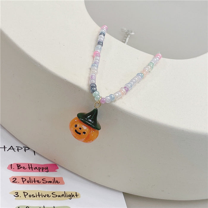 Wholesale Necklace Resin Halloween Cute Little Ghost Colorful Beads JDC-NE-Wenhua002