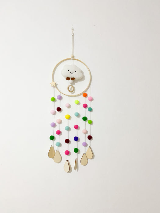 Wholesale Dreamcatcher Hair Ball Wood Cloud Bamboo Ring Wind Chime MOQ≥2 JDC-DC-SC004
