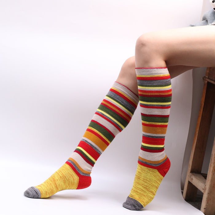 Wholesale Sock Cotton Blend Spandex Stockings Color Stripes Warm Winter JDC-SK-XQ028