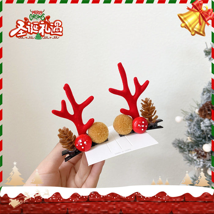 Wholesale Hair Clips Resin Fabric Plush Elk Antlers Child Cartoon Cute Christmas JDC-HC-WangFeng008