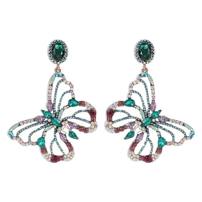 Wholesale Baroque Exaggerated Personality Butterfly Earrings JDC-ES-Qiandi009