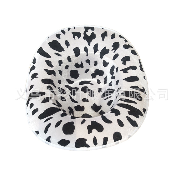 Wholesale Milk Print Cowboy Hat Sequin Black White MOQ≥2 JDC-FH-ShanY001