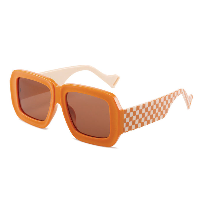 Wholesale Sunglasses AC Checkerboard Large Frame Contrast Color JDC-SG-OuGuang004