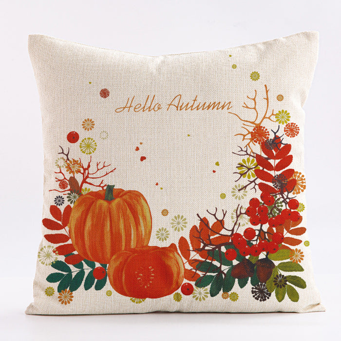 Wholesale Pillowcase Thanksgiving Maple Leaf Linen Print MOQ≥2 JDC-PW-Dongmao005