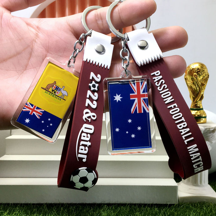 Wholesale Keychains Acrylic World Football Cup Top 32 Qatar Flag Souvenirs MOQ≥2 JDC-KC-YPeng02