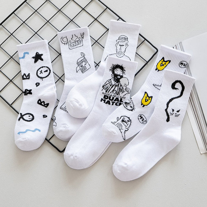 Wholesale Socks Polyester Cartoon Character Graffiti Medium Tube Socks JDC-SK-DRan002