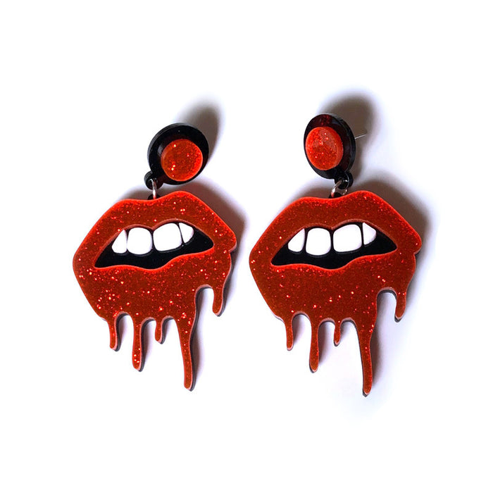 Wholesale acrylic red mouth earrings MOQ≥2 JDC-ES-qiuge002