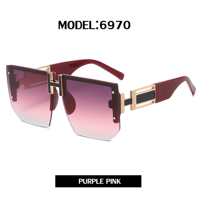 Wholesale UV Protection Large Frame Sunglasses Cut Edge Rimless JDC-SG-PTJS003