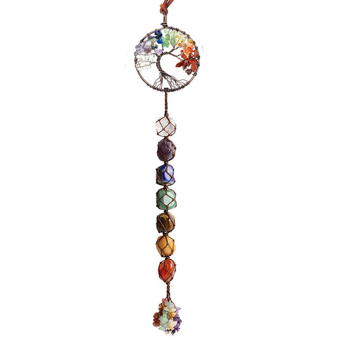 Wholesale Car Accessories Colored Stone Crystal Hand Woven Natural Stone Tree of Life MOQ≥2 JDC-CA-Xinyue001