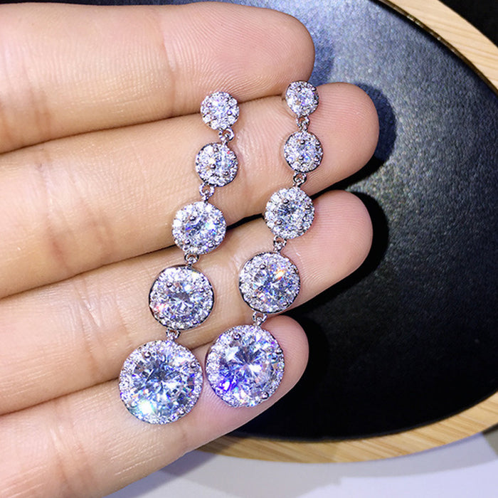 Wholesale Earrings Copper Zircon Glitter Tassels MOQ≥2 JDC-PREMCAOS-ES-025