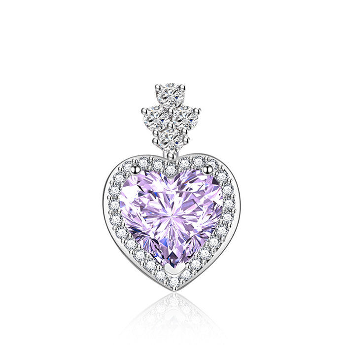 Wholesale Love Shape Purple Crystal Pendant Pink Diamond Color Jewelry  JDC-CS-XinS003
